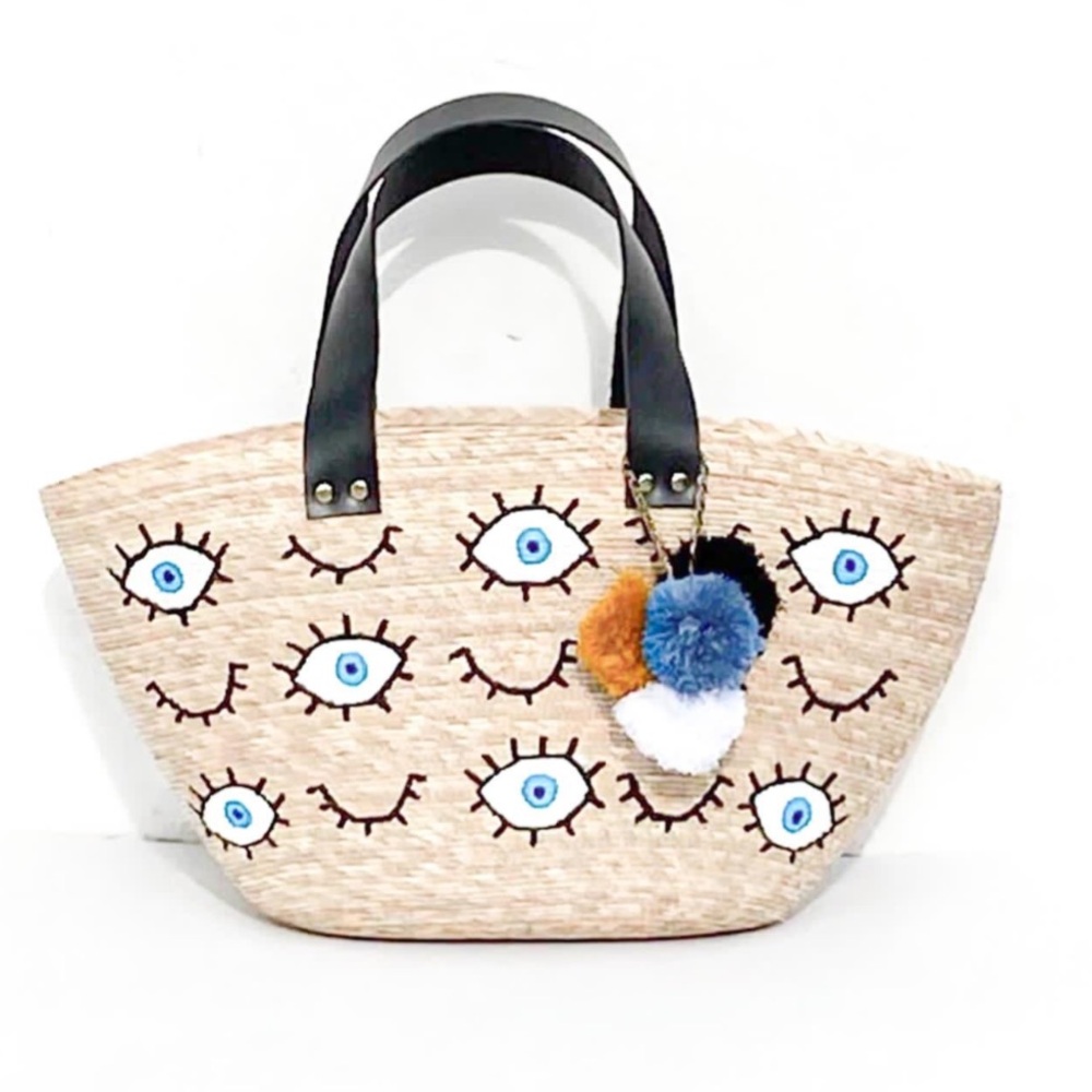Hand made beach bag with evil eye design 🧿